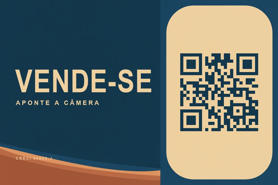 Arte de placa Vende-se com QR code, pronta para a gráfica